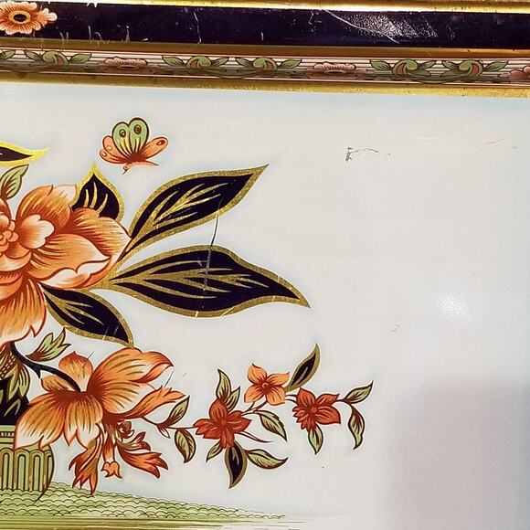 4 Vintage Serving Trays, Daher Ware Rectangle Floral, TV Lap Tray - Picture 4 of 8